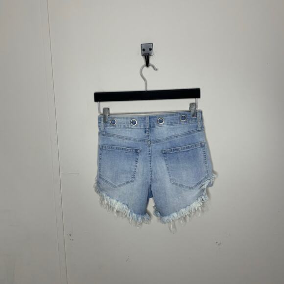 Altar'd State Denim Jean Shorts with Belt Loops High Rise All Button up Size 24 - Picture 7 of 12